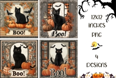Cute Halloween Cat Backgrounds, Boo Halloween Digital Papers Product Image 1