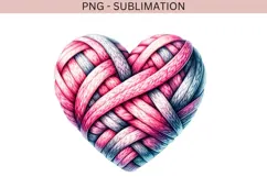 Valentine knitted heart png design for T-shirts Product Image 1