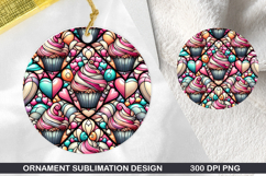 Cupcakes Stained Glass Ornament PNG, Digital Download File Product Image 1