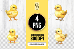 Cute Baby Chick Watercolor Clipart Sublimation PNG Product Image 1