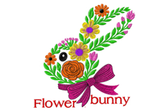 Floral Bunny Face Embroidery Designs Product Image 1