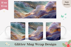 Glitter Mug Wrap, Colorful Mug Design, Clouds Mug Product Image 1
