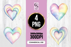 Pastel Layered Watercolor Heart Clipart Sublimation PNG Product Image 1