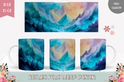 Night Sky Mug Template, Watercolor Mountains Mug Design Product Image 1