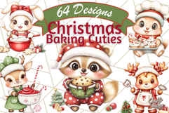 Christmas Baking Critters PNG Clipart, Cute Animals Holiday Product Image 1