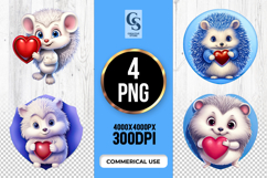 Blue Hedgehog Holding Heart Clipart Sublimation PNG Product Image 1