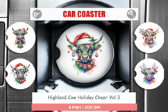 Highland Cow Holiday 2 Car Coaster Product Image 1