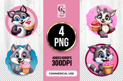 Cute Raccoon Cupcake Cartoon Clipart Sublimation PNG Product Image 1