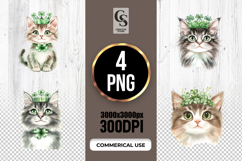 Cute Shamrock Crown Cat Clipart Sublimation PNG Product Image 1