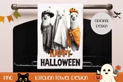 Happy Halloween Towel, Cartoon Lama Towel Sublimation Product Image 1