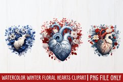 Watercolor Christmas Floral Hearts Clipart Product Image 1