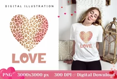 Love Hearts Illustration, Love T-Shirt Sublimation PNG Product Image 1