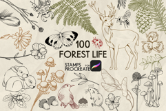 Forest Life Procreate stamp brushes Product Image 1