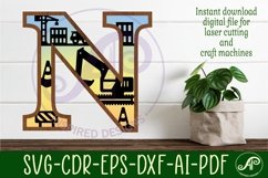 Construction Large N wall Letter 3 layer sign Product Image 1