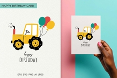 Car Tractor | Happy Birthday Card | EPS SVG PNG JPG AI Product Image 1