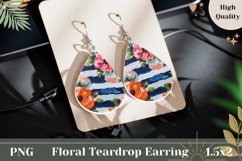 Floral Teardrop Earrings Design, Flowers Earrings Template Product Image 1