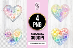 Watercolor Lace Floral Heart Clipart Sublimation PNG Product Image 1