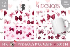 Cute Bows Mug Wrap Designs, Valentine Mug Sublimation Product Image 1