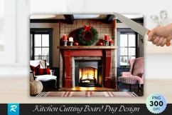 Farmhouse Mantelpiece with Burlap and Buffalo Cutting Board Product Image 1
