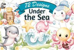 Under the Sea Nursery Clipart, Ocean Animals PNG Product Image 1