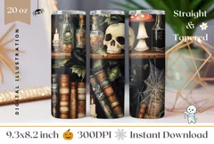 Black Cat Tumbler Wrap Design, Mushrooms Tumbler Template Product Image 1