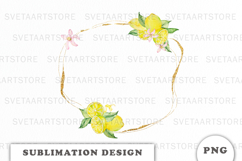 Watercolor Lemons Gold Frame png Product Image 1