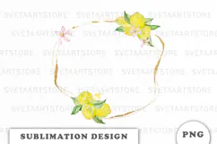 Watercolor Lemons Gold Frame png Product Image 1
