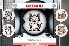 Car Coaster Cat Mood Expressions Product Image 1