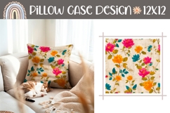 Wooden Pillow Design, Vintage Flowers Pillow Case Print Product Image 1