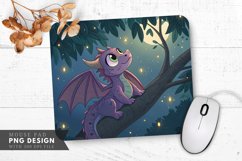 Enchanting Dragon Amidst Fireflies Mouse Pad PNG Design Product Image 1