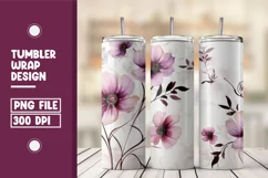 Purple Flowers and leaves pattern tumbler warp design Product Image 1