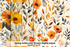 Floral digital paper, background clipart Product Image 1