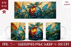 Christmas Balls Mug Wrap, Retro Christmas Mug Design Product Image 1
