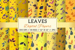 Yellow Leaf Digital Papers Patterns, Leaves, Leafy, Seamless Product Image 1