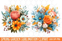 Spring Garden Clipart, Flowers Sublimation Designs Product Image 1