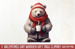 Valentines Day Bear Sublimation Clipart, Valentines Day PNG Product Image 1