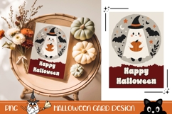 Happy Halloween Greeting Card, Cartoon Ghost Card Design Product Image 1