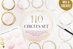 Gold Circles Clipart, Gold and Blush, Hand-Drawn Foil Circle Product Image 1