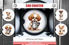 Caffeine Chaos Dogs Car Coaster Product Image 1