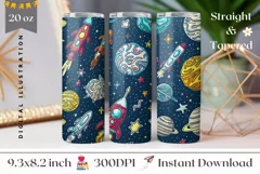 School Tumbler Wrap Design, Space Tumbler Sublimation Product Image 1