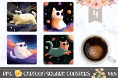 Cosmic Cat Square Coasters, Space Square Coaster PNG Product Image 1