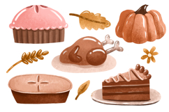 Thanksgiving Food Clipart. Harvest November. Hand Drawn Product Image 1