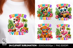 Summer Vibes Tropical Animal clipart Sublimation PNG Product Image 1