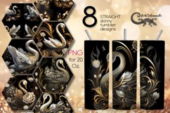 Swan | 8 black &amp; gold skinny tumbler Sublimation designs Product Image 1