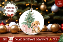 Christmas Rabbit Round Ornament, Christmas Tree Ornament Product Image 1