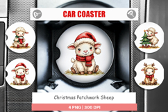 Christmas Patchwork Sheep Car Coaster Product Image 1