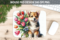 Watercolor Dog Mouse Pad Sublimation - Valentines PNG Design Product Image 1