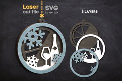 Wine Christmas Ornament SVG laser cut file for Glowforge Product Image 2