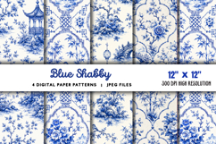 Blue Shabby Chic Chinoiserie Junk Journal JPG Product Image 1
