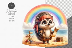 Hedgehog clipart, Pirate clipart, Fantasy clipart, Product Image 1